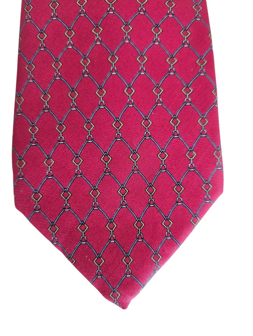 BROOKS BROTHERS Silk Red Geometric Chain Link Lattice Equestrian Tie | SZ 60"